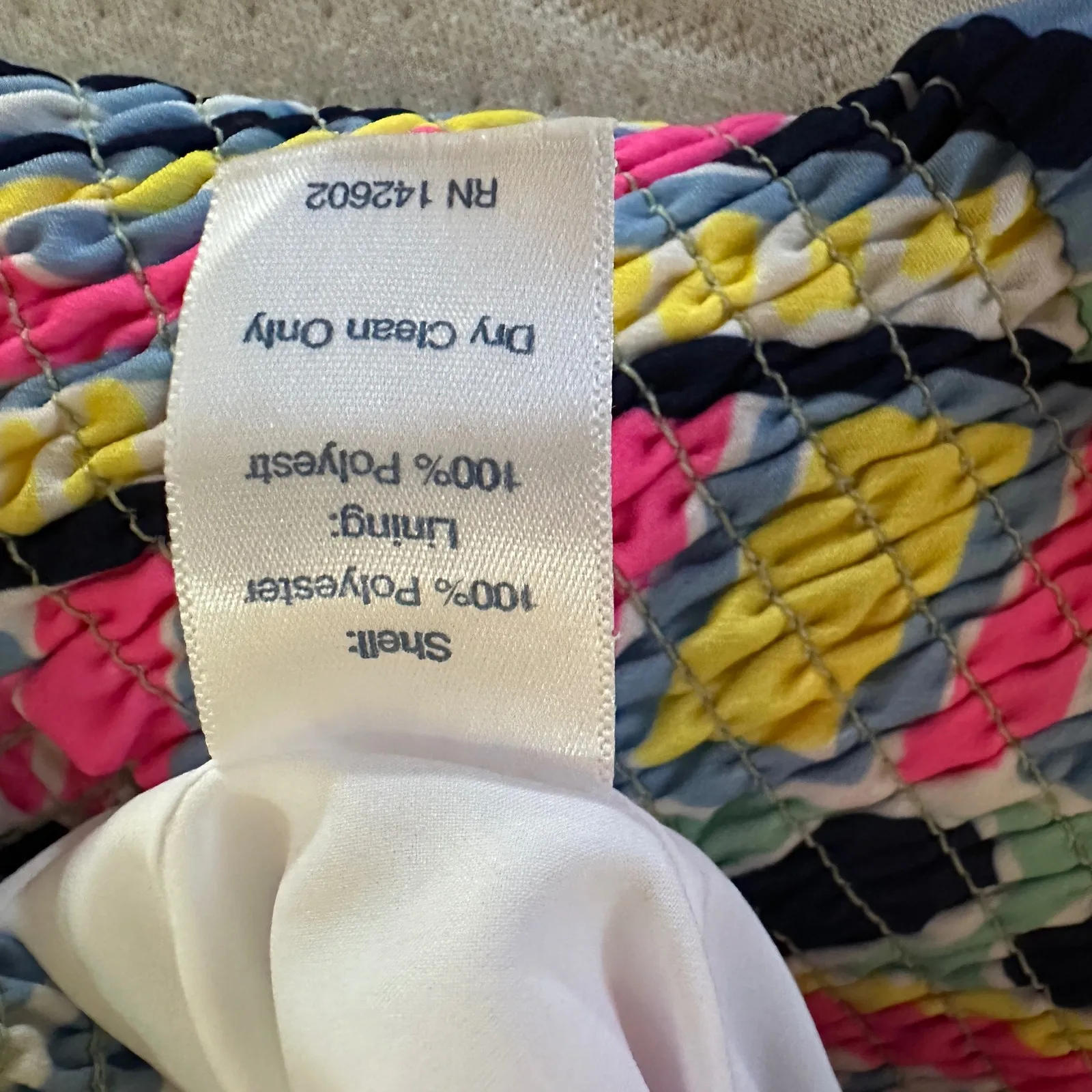 Sail to Sable Small Colorful Abstract Smocked Waist V Neck Long Sleeve Blouse - Image 7