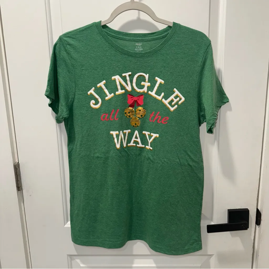 Holiday Time Jingle All the Way Short Sleeve T-Shirt Way Green Medium-pack of 2 - Image 4