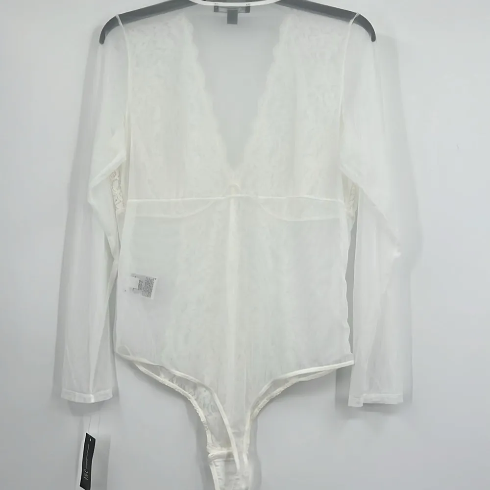 INC International Concepts Lace Mesh Bodysuit in White NWT Size Large - Image 6