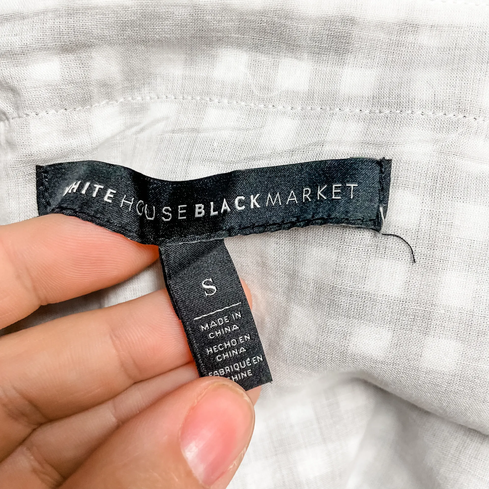 White House Black Market Off Shoulder Gingham Top - Image 9