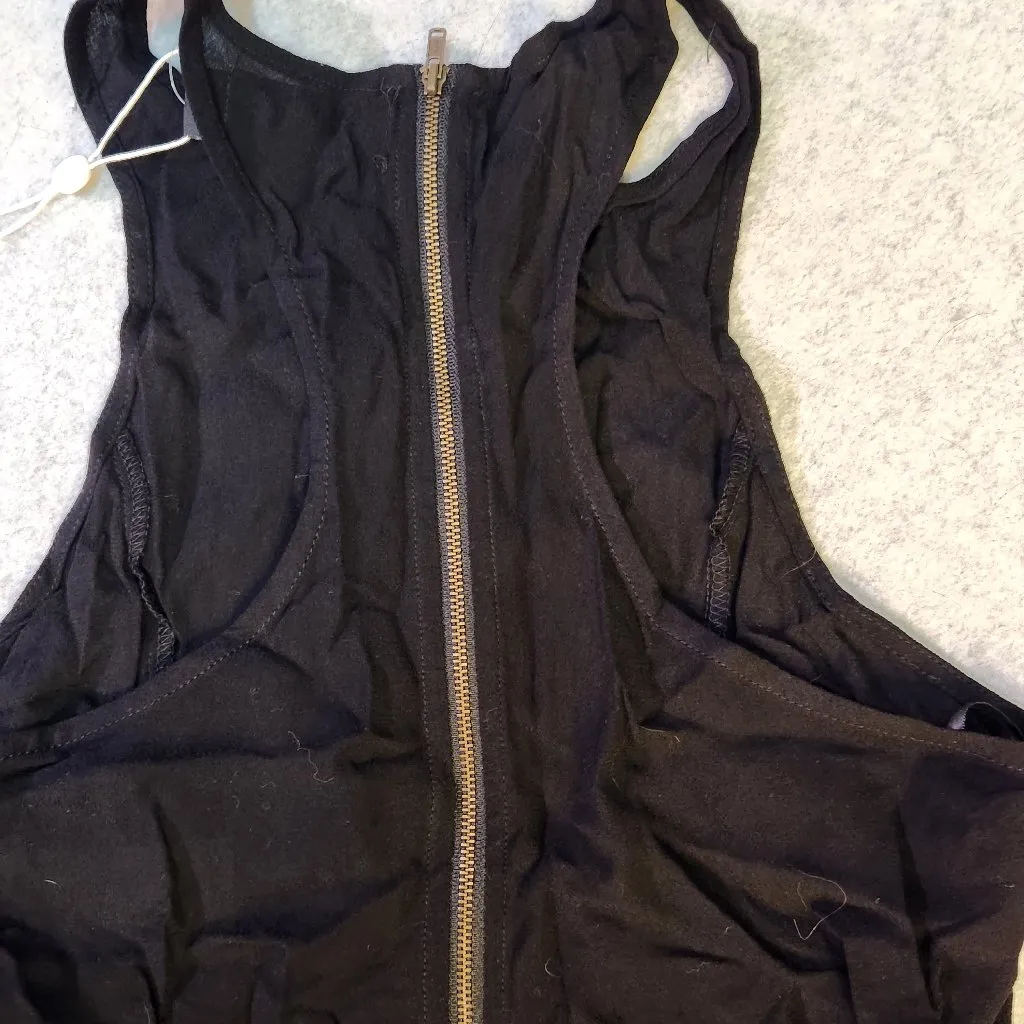 MINKPINK Black Zipper Racerback Sleeveless Crop Top - M Medium - NEW w/ TAGS - Image 4