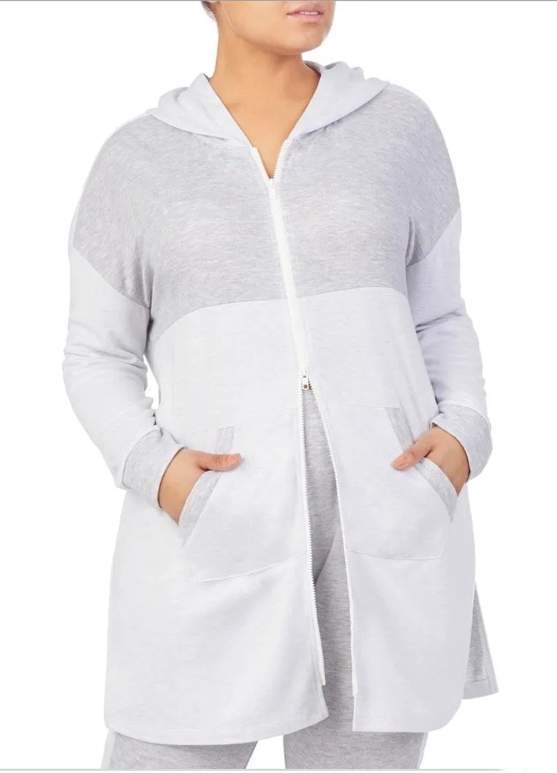 Refinery29 Double Knit Mid Thigh Zip Front Jacket White - Image 5