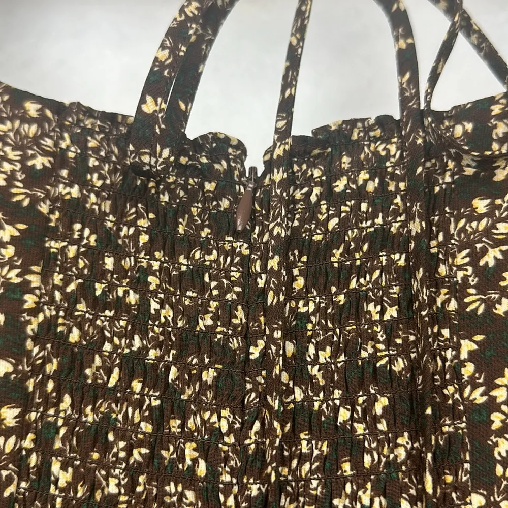 O.P.T. Lenon Floral Midi Dress Sz 2 Long Sleeves square neck Multiple - Image 8