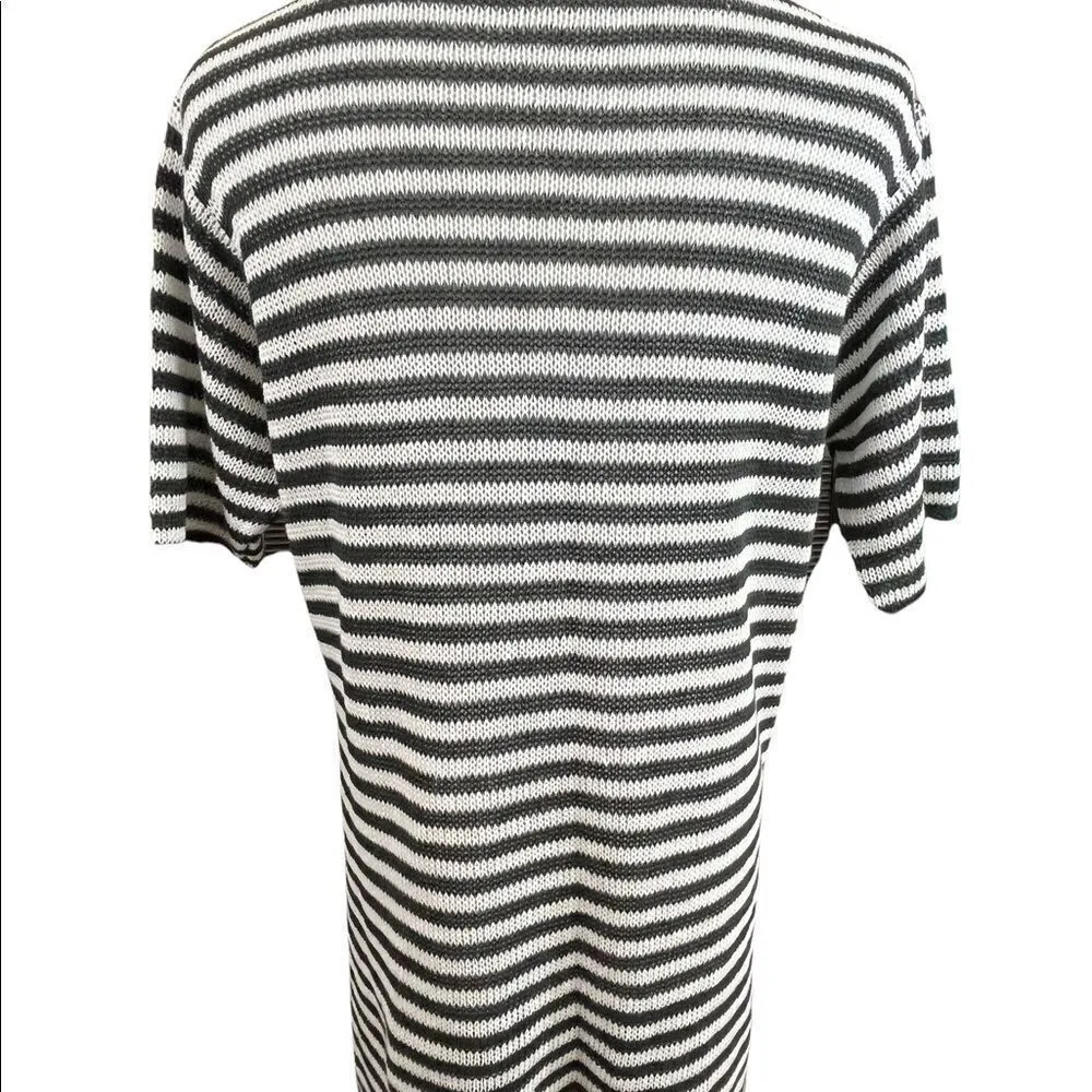Eileen Fisher Linen Light Knit Tunic Length Short Sleeve Striped Sweater SP - Image 5