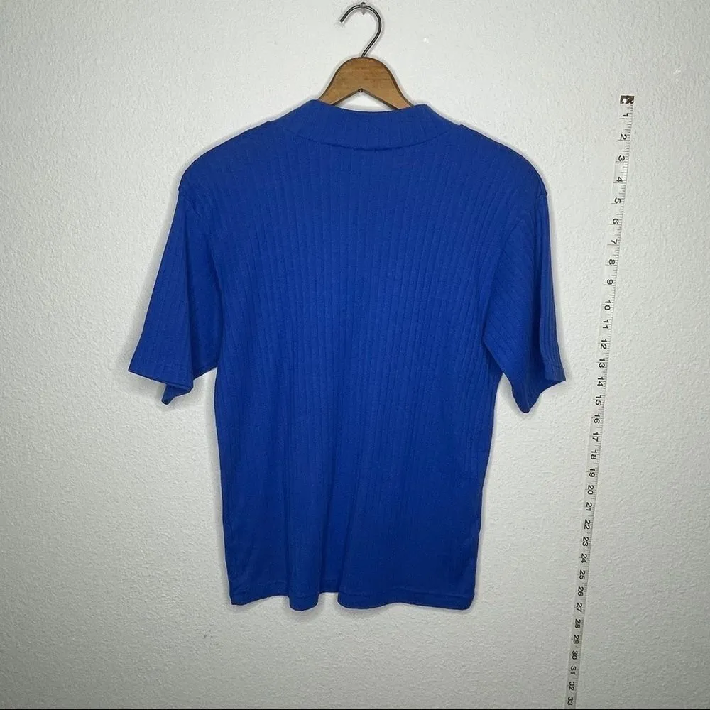 Vintage B.E.‎ Ribbed Blue Sweater Size M - Image 3