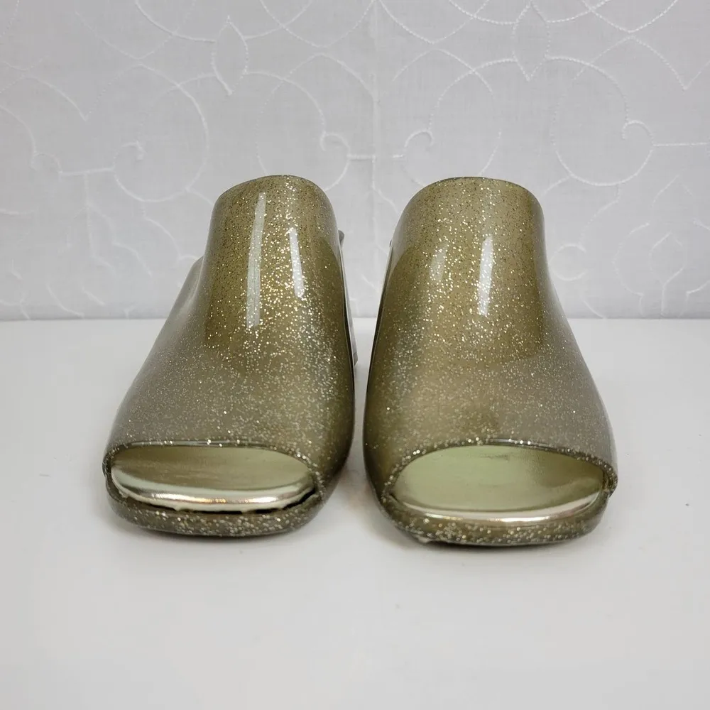 Jeffrey Campbell Petra Women Sandals Size 7 Gold Jelly Glitter Chunky Block Heel - Image 21