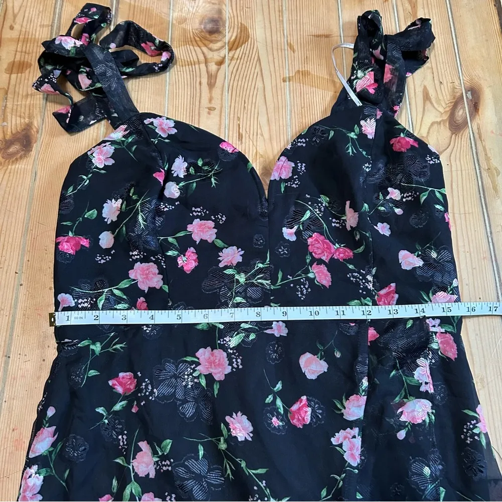 NWT Lulus So Elevated Black Floral Jacquard Tie - Image 6