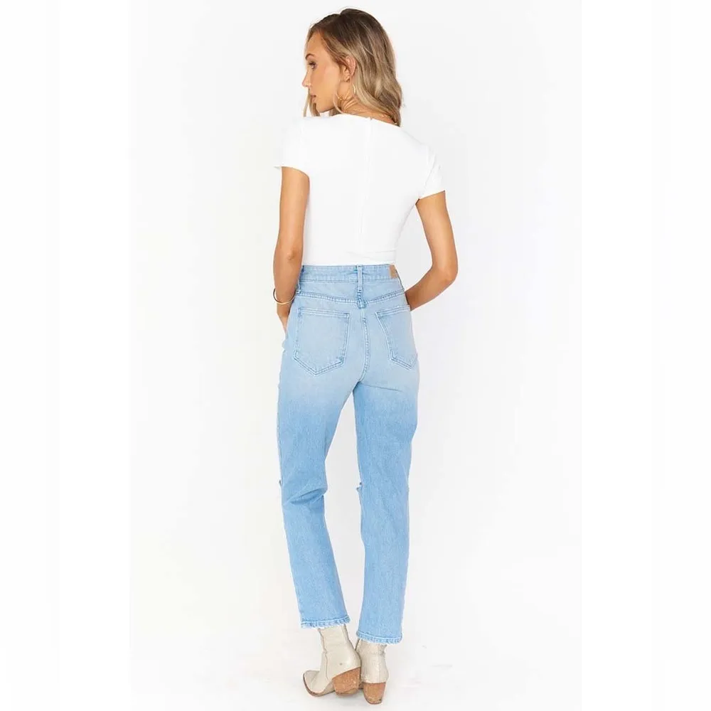 Show Me Your Mumu Midtown Straight Leg Distressed Jeans in Light Wash Size 28 - Image 3