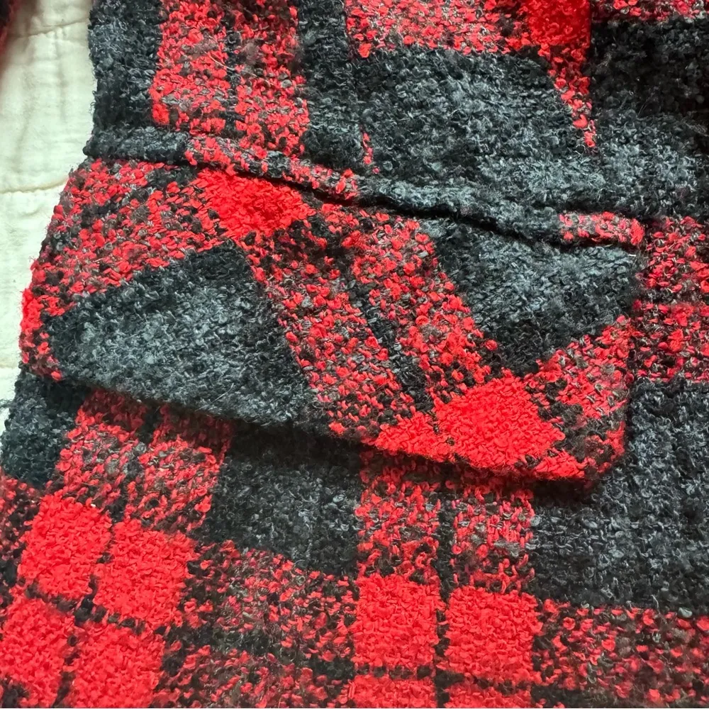 Vintage 90s Plaid Red Black Preppy Wool Blazer Jacket Career Office Collegiate 8 - Image 4