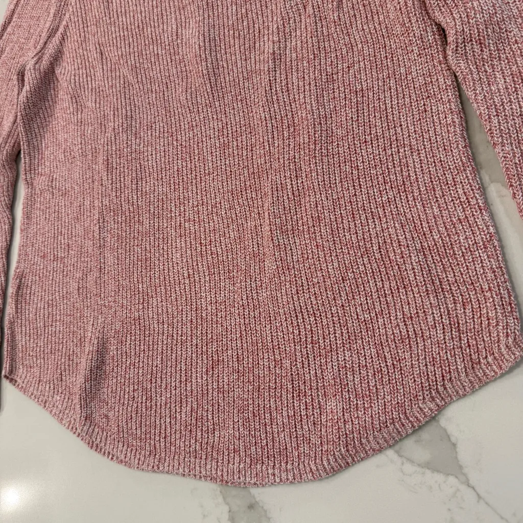 Loft Knit Crewneck Sweater Keyhole Tie-Back Ribbon Bow Detail Womens Large Pink - Image 3