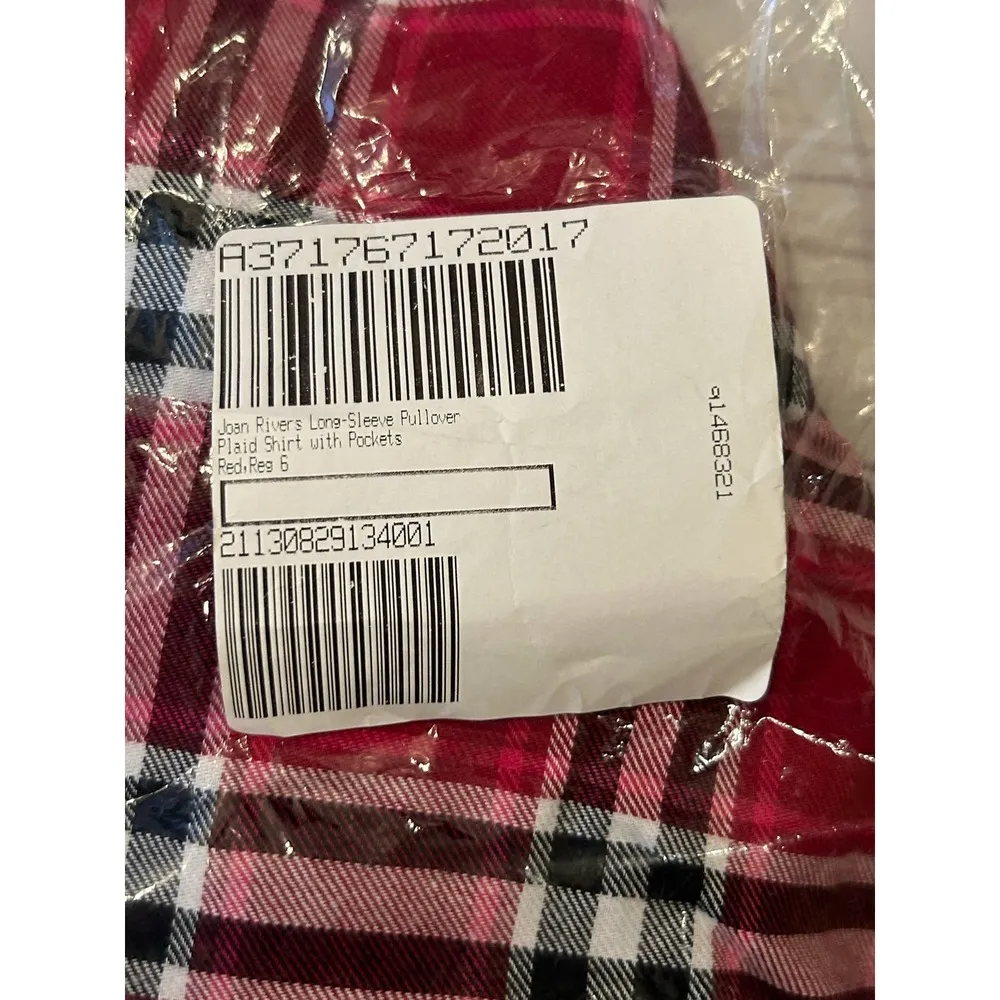 Joan Rivers Plaid Babydoll Button Shirt Size 6 New - Image 7