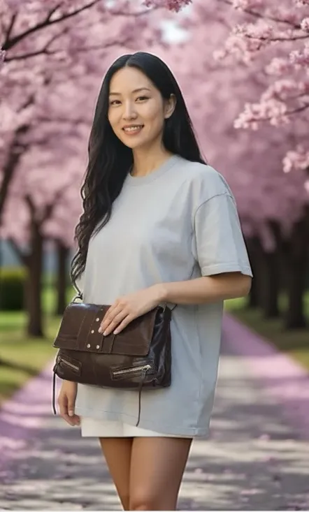 new Emily by Emily ༄ Washed Leather Studded Handbag Bag ༄ Shiny Integral Brown - Image 1