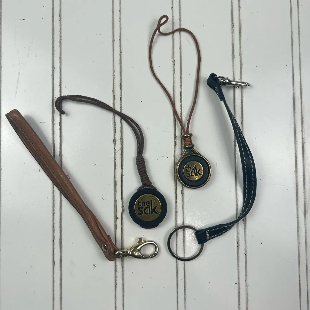 The Sak Logo Keychain Lot – Leather & Metal Tag Charms (Set of 4) - Image 2