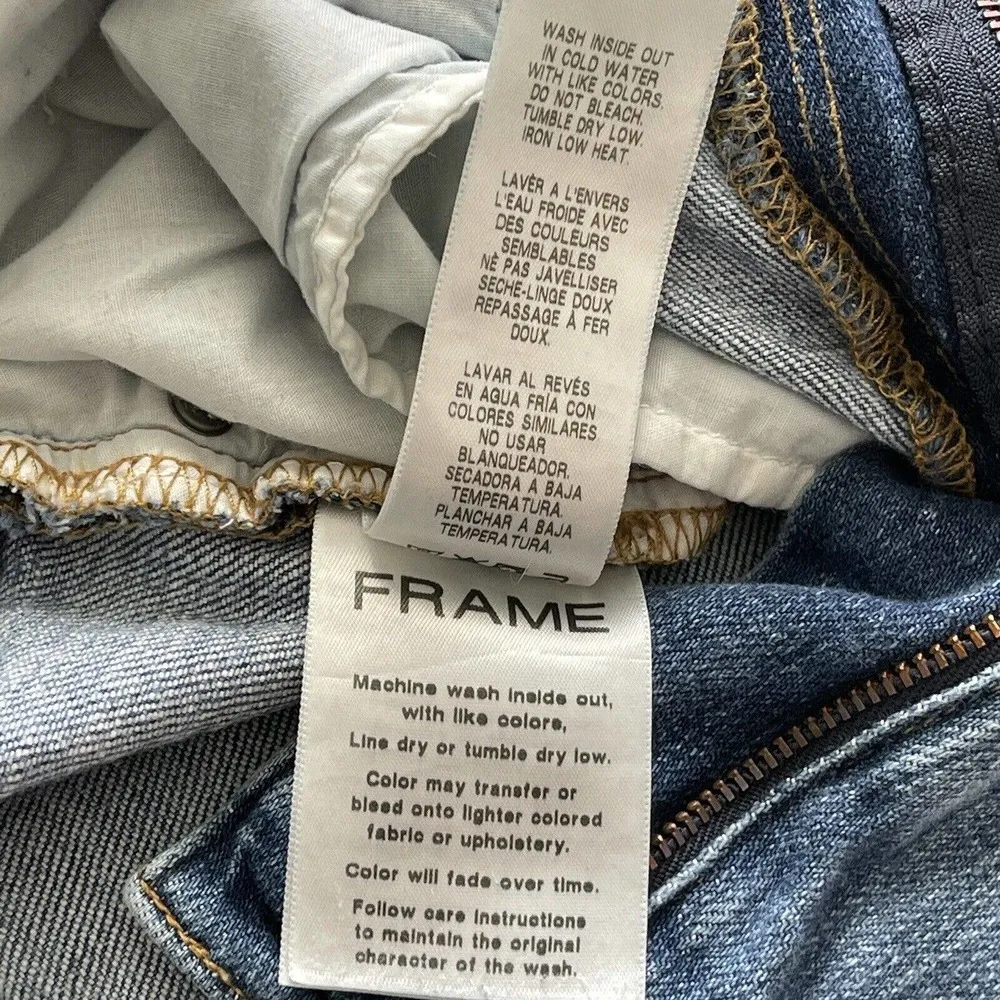 FRAME SZ 26 Cropped Boyfriend Jeans Le Beau Distressed Mid-Rise Stretch 5-Pocket - Image 10