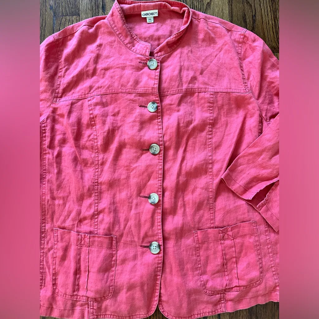 Vintage Cherokee Linen Button Up Top XXL - Image 3