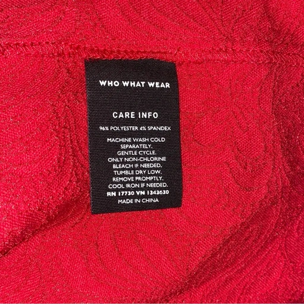 Who What Wear Red Textured Puff Sleeve Babydoll Dress Size XL - Image 7