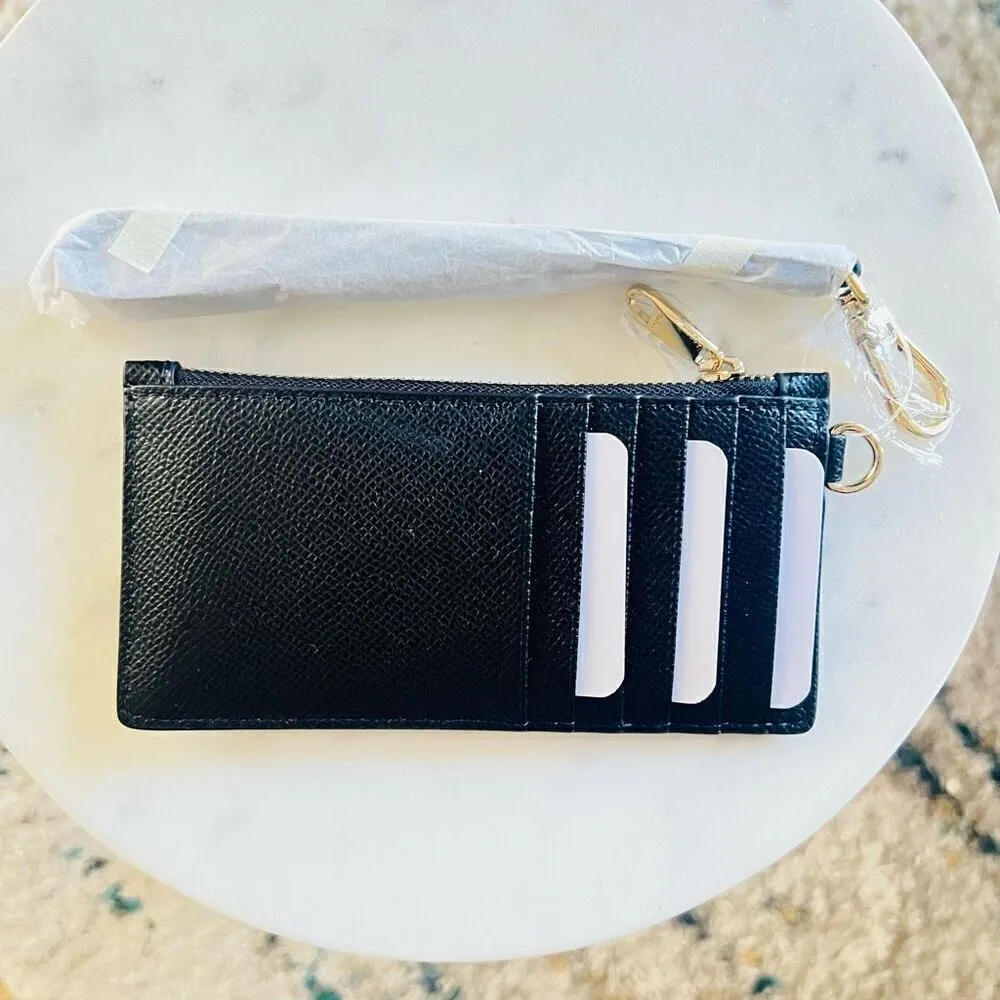 FURLA Classic Credit Card Case Leather Wallet Wristlet, Black, Wrist Strap, NWT - Image 10