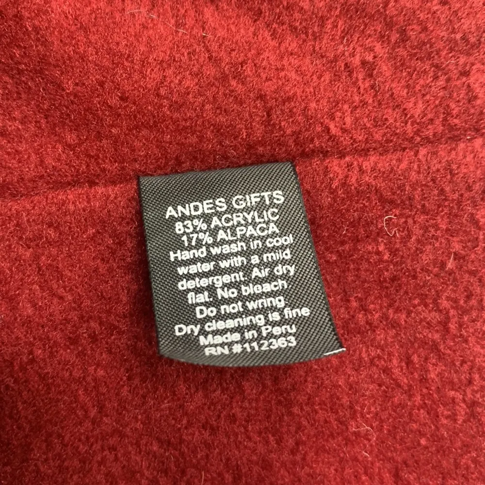 Andes Gifts Handmade in Peru Knit Fleece Lined Floral Head Band New with Tag Red - Image 4