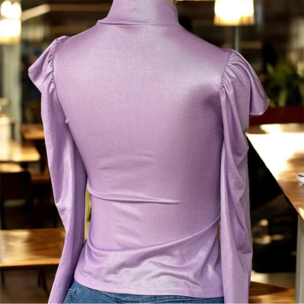 Bar III Metallic Long Puffed Sleeve Top - Image 11