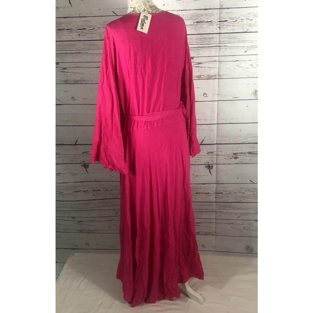 NWT Belma Vintage pink wrap long sleeved maxi dress one size plus - Image 8