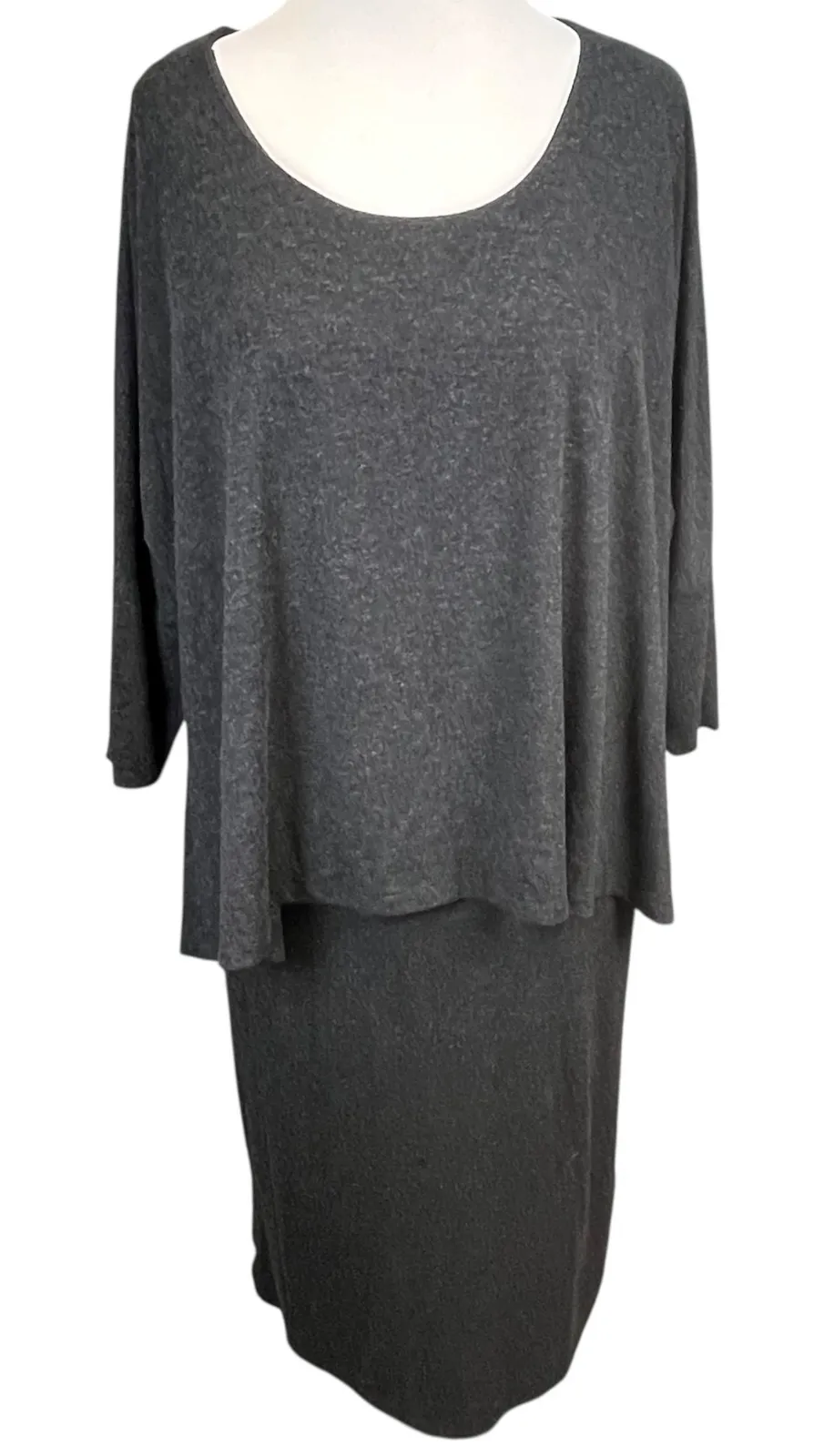 Soft Surroundings Women's Gray Layered Overlay Sheath Dress Comfort Fit Small - Image 1