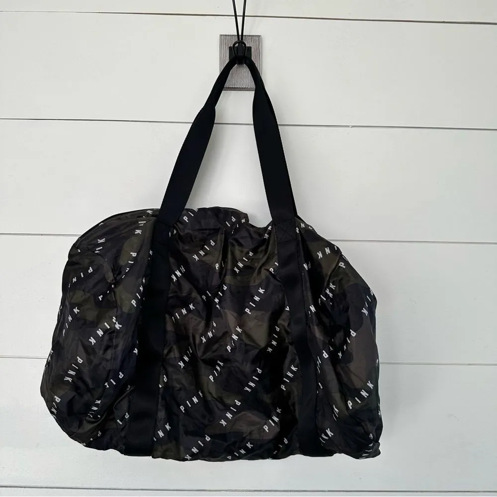 VS Pink Green Black Packable Duffle Bag - Image 4