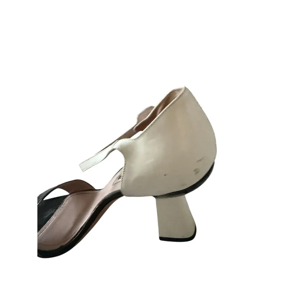 MIU MIU Mod Colorblock Black Ivor Patent Leather Sandals Heels Size 39 / US 9 - Image 11