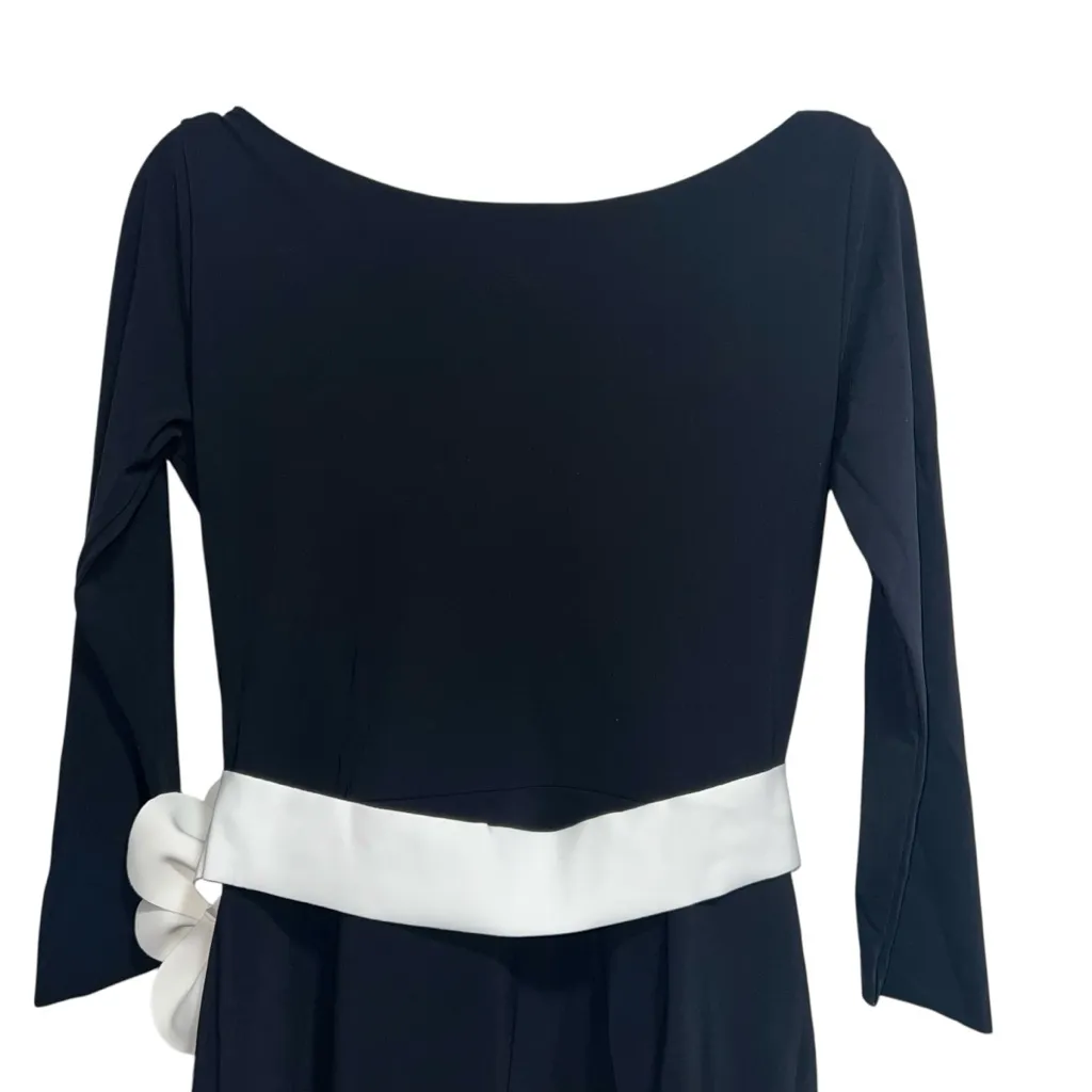 NEW NWT Chiara Boni La Petite Robe Madalina MM Bis Flower Belt Midi Dress Black - Image 8