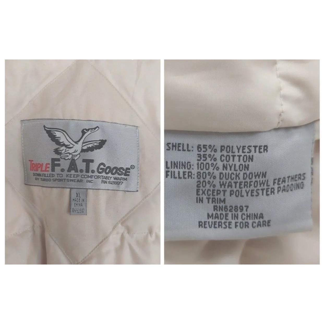 Triple Fat Goose Women Cream Bomber Down Puffer Jacket Size XL Thick Warm Puffy - Image 10