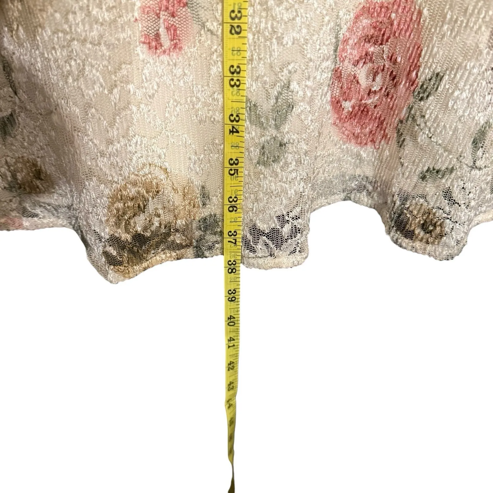Vintage Teddi Floral Lace Overlay Cream Dress Size 12 Shorter Length - Image 4