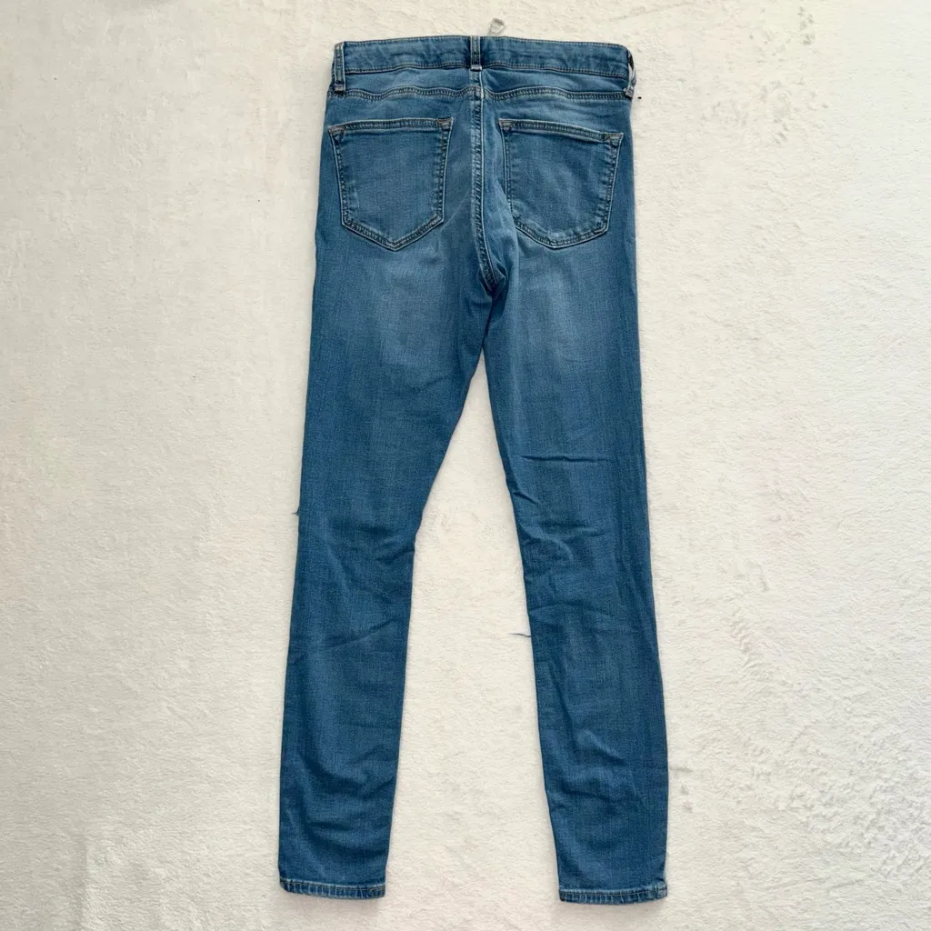 Womens TOPSHOP Moto Leigh Mid Rise Ripped Knee Skinny Jeans size 25W x 30L - Image 6