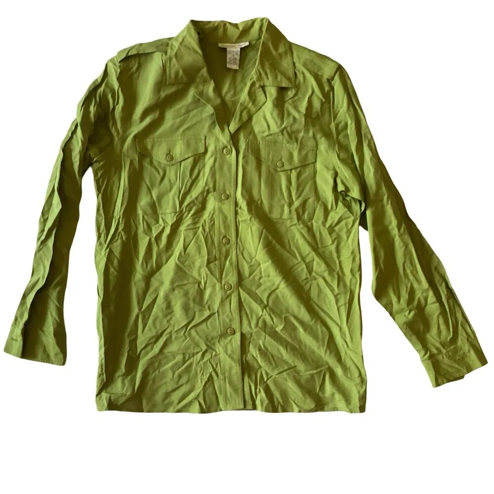 Anna and Frank Silk Button Down Green Size M - Image 3