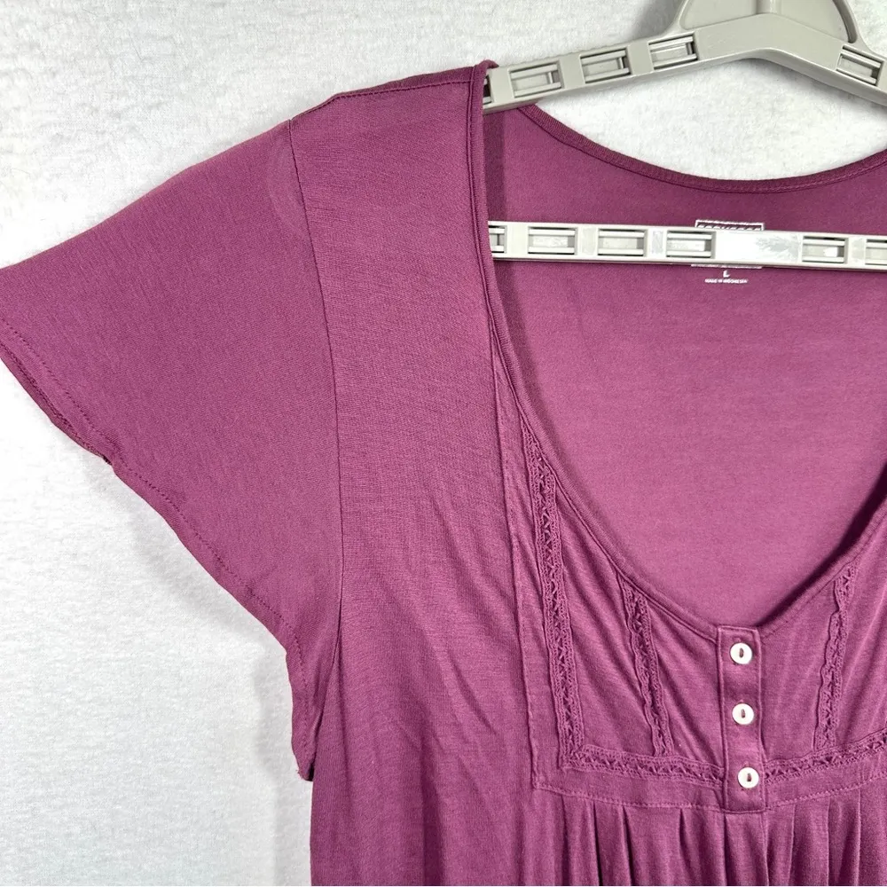 Converse One Star Flowy Top Womens L Purple Short Sleeve Lightweight Sheer Rayon - Image 3