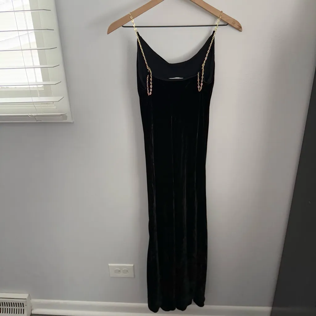 Reformation Medium Ady Velvet Maxi Dress Black Chain Strap Holiday Minimal - Image 4