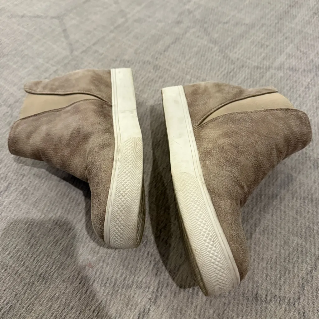 Very G Brown Slip-On Sneakers Wedge Bootie 9 - Image 5