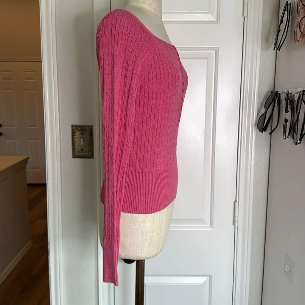 Aeropostale y2k label cableknit cropped half button sweater butterfly logo - Image 12