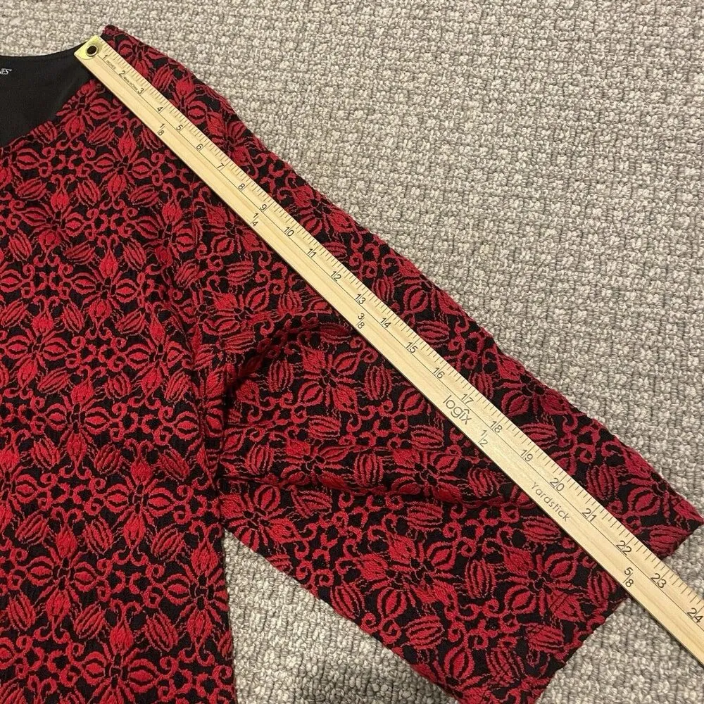 CATHERINES Womens Stretch Nylon Lace Blouse Lined Red Black 4X 30 32W Holiday - Image 6