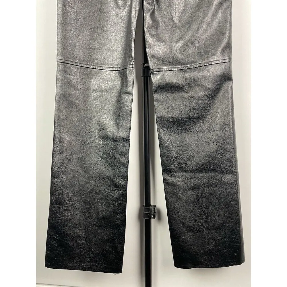 Princess Polly Black Macey Faux Leather‎ High Rise Straight Leg Vegan Pants Sz 2 - Image 9