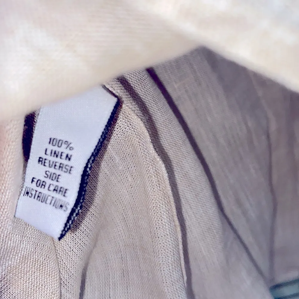 Ann Mashburn tan & white linen button down shirt linen Size extra small - Image 5