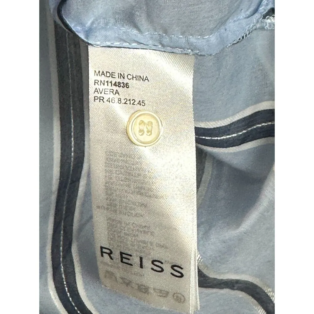 Reiss  Women's Avera Size 8 Blue Cotton Silk Blend Shirt Striped Long Sleeve NWT - Image 9