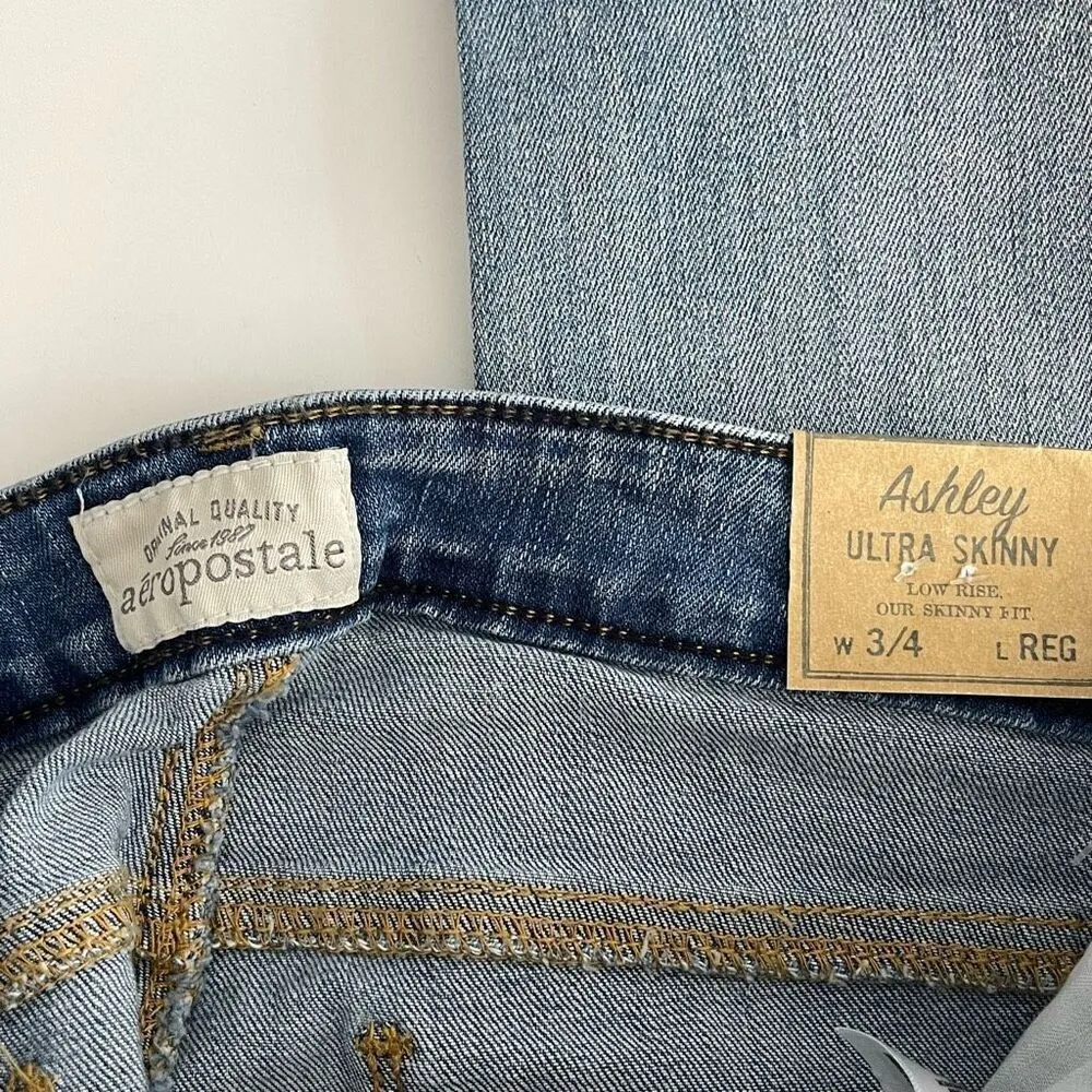 NWT Aeropostale Ashley Low Rise Ultra Skinny Jeans (Medium Wash) - 3/4 - Image 8
