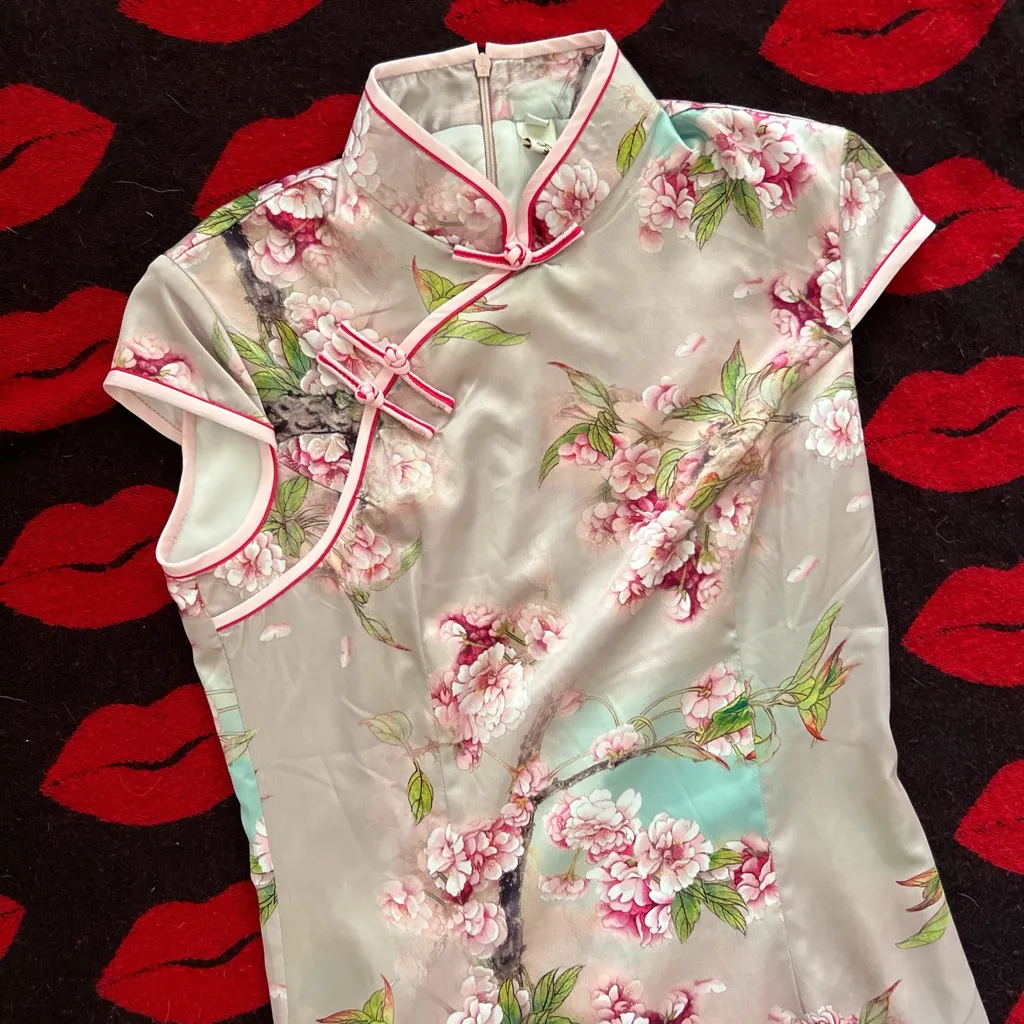 Pink cheongsam blossom dress XS - Image 2