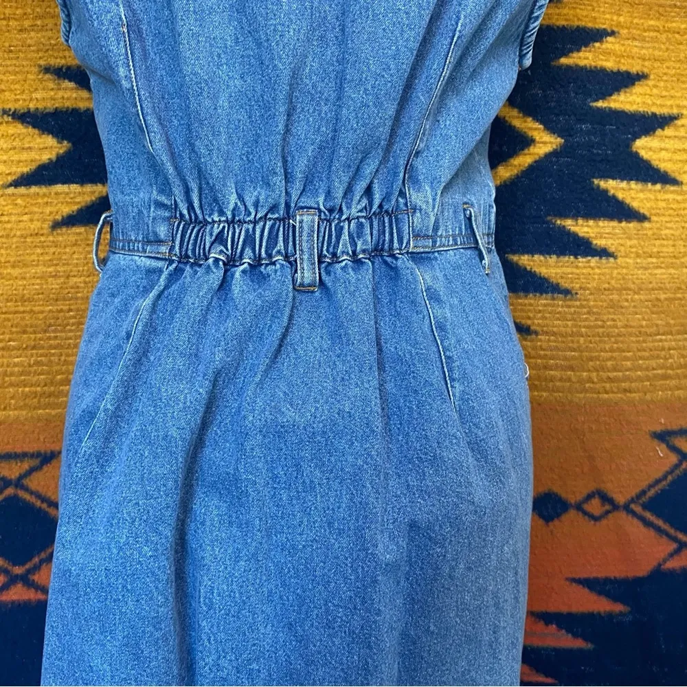 Gloria Vanderbilt Vintage GV Denim Button up Midi dress. Pockets! Size Medium. - Image 10
