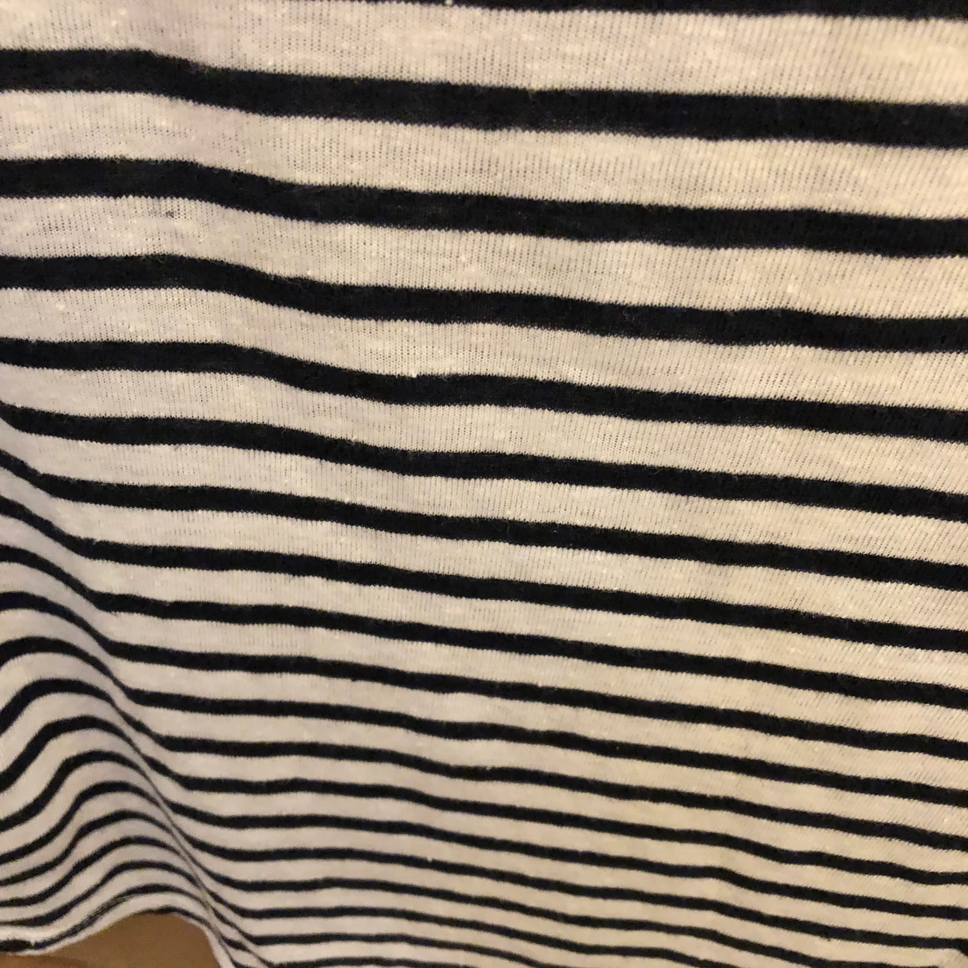 A New Day Linen Blend Petal Sleeve Striped Ruffle Top White Black Medium - Image 5