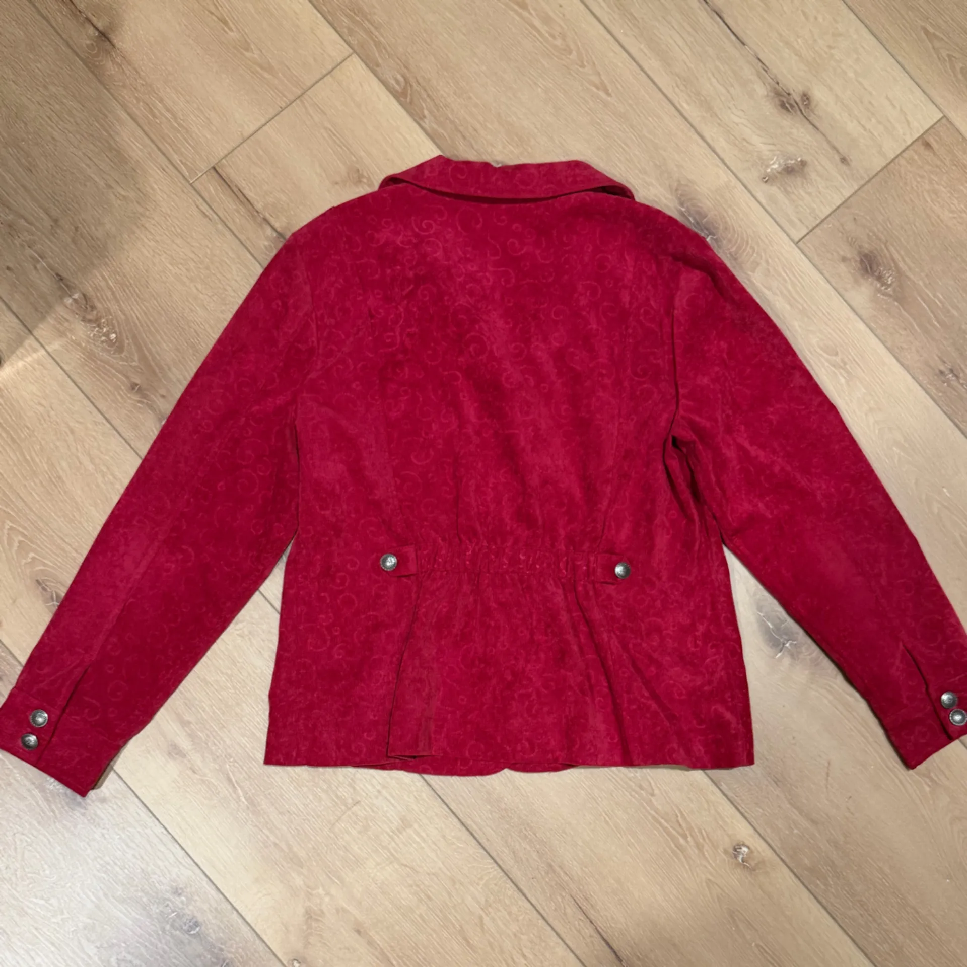 Christopher & Banks Red Corduroy Jacket Swirl Print Button Front Size L - Image 10