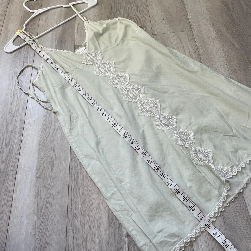 Vintage Cotton Dress lace sheer slip mini womens Green (large) soft girl lounge - Image 5