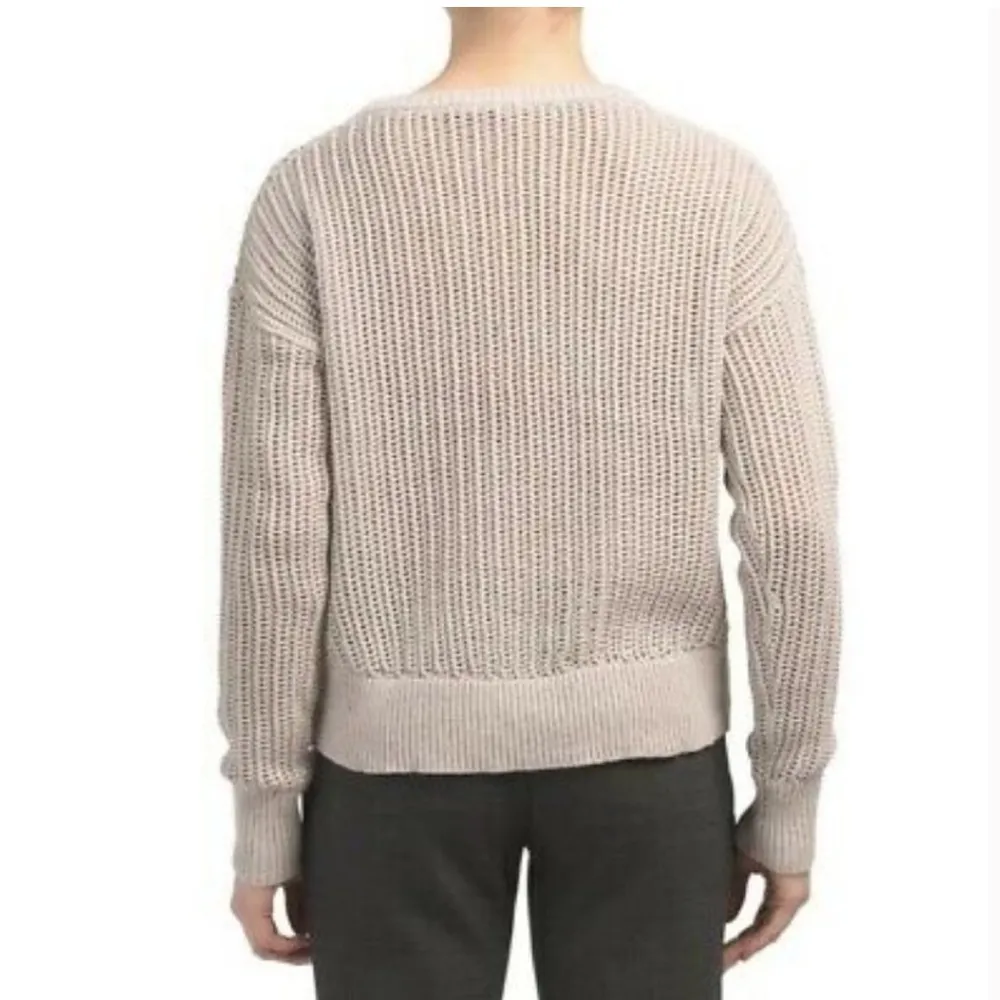Theory Open Knit Po Arshan Sweater Oatmeal Melange Medium - Image 4