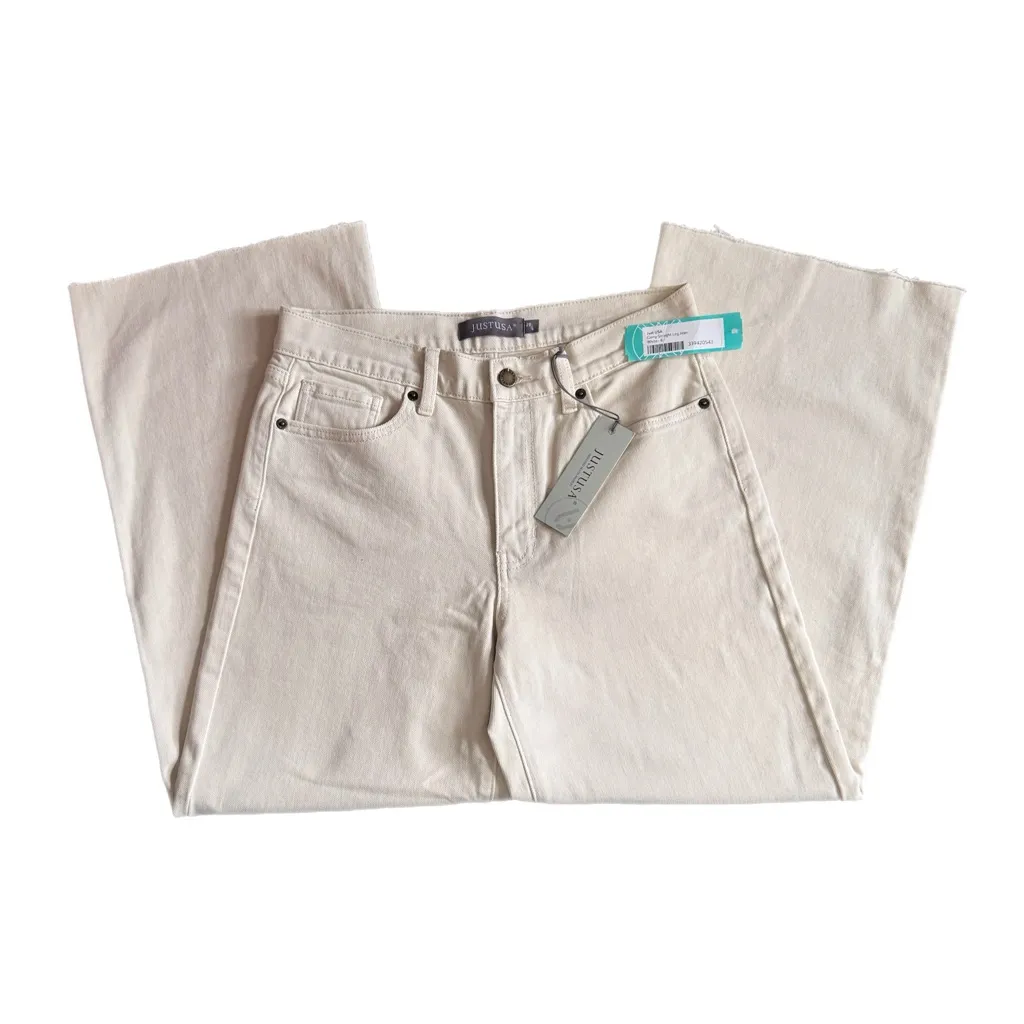 JUST USA Stitch fix Gerry Wide Straight Leg Jeans Oatmeal Denim Ankle Pants Sz 6 - Image 9