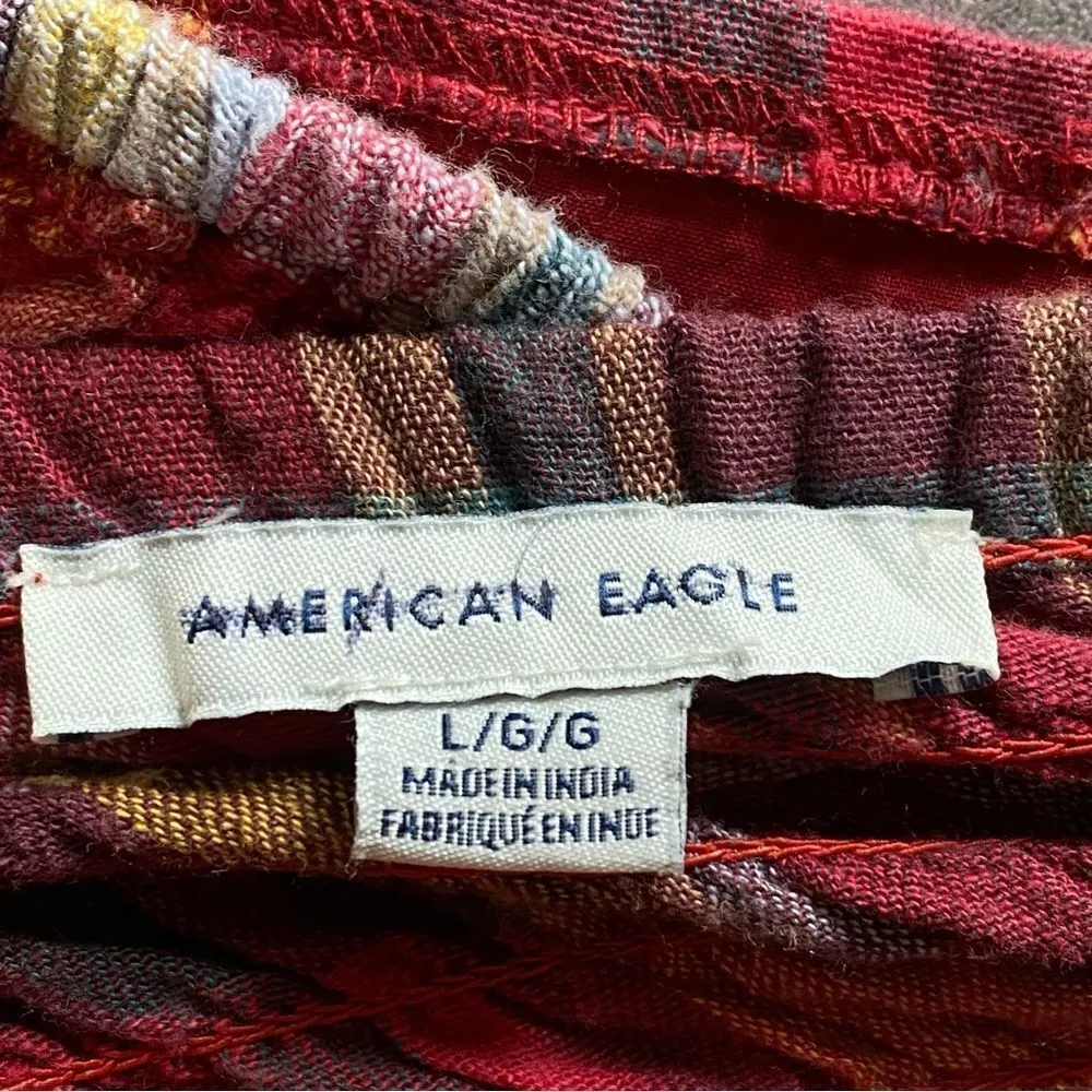 American Eagle Top Plaid Halter Crop Large Festival Stretch Corset - Image 3