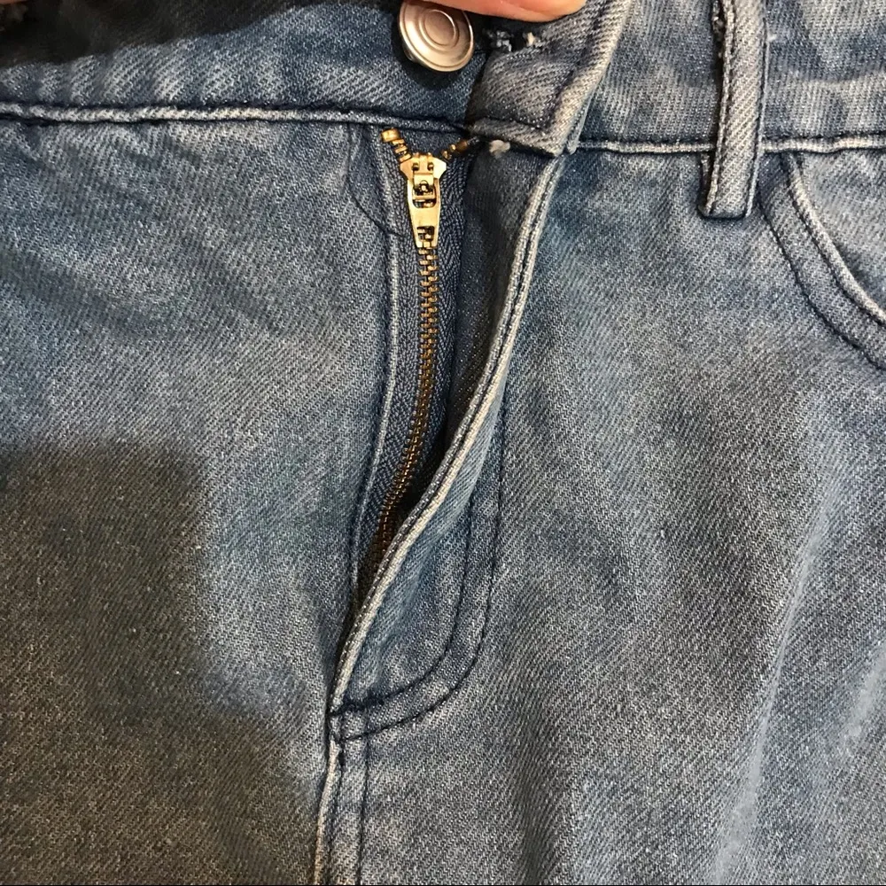 Denim Skirt Sans Souci Denim Skirt Mini skirt rainbow stripe on side 90s vibes - Image 10